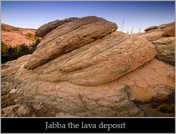 Unusual lava deposit at Machado Postpile.