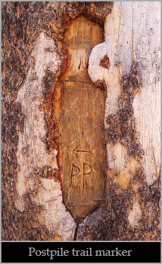 Machado Postpile trail marker.