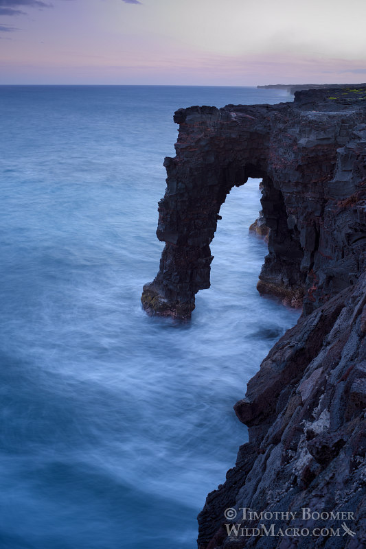 Hōlei Sea Arch and the North Pacific Ocean at dusk. Hawai'i Volcanoes National Park, Hawaii, USA. Stock Photo ID=SCE0202 Hōlei Sea Arch and the North Pacific Ocean at dusk. Hawai'i Volcanoes National Park, Hawaii, USA. Stock Photo ID=SCE0202