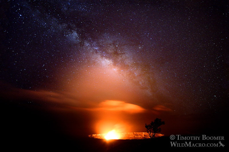 The Kīlauea Caldera glows under the Milky Way galaxy at night. Hawai'i Volcanoes National Park, Hawaii, USA. Stock Photo ID=SCE0201 The Kīlauea Caldera glows under the Milky Way galaxy at night. Hawai'i Volcanoes National Park, Hawaii, USA. Stock Photo ID=SCE0201